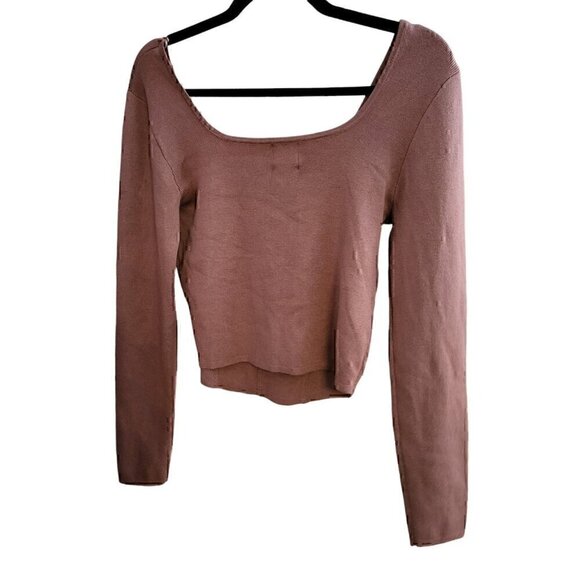 Hippie Rose Square-neck Corset Sweater Top In Mocha Rose Size Large NWT - Picture 3 of 5
